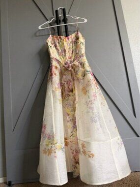 riders midi dress by zimmermann Zimmermann Riders Floral Print Midi Wrap Effect Dress Linen Sundress Size 4